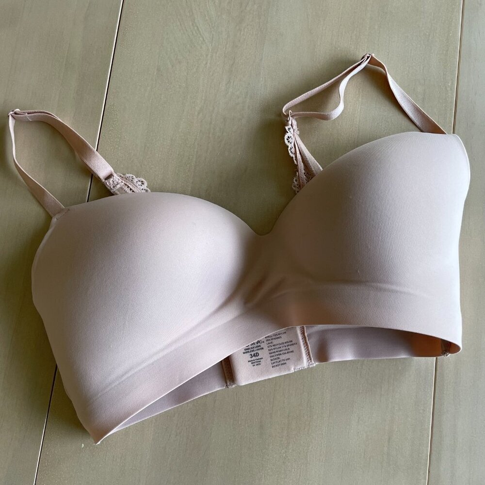 Soma Intimates Enbliss Luxe Wireless Bra with Lace Back, Nude/Pink - Size 34D - Picture 3 of 5